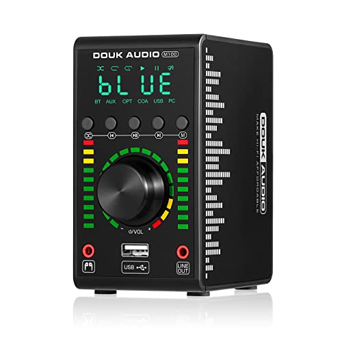 Douk Audio M100 Mini Verstärker, Bluetooth 5.0 Digitalverstärker mit USB DAC Coaxial/Optical Amplifier, 68W×2 für Heim-Audio-Anlagen von Douk Audio