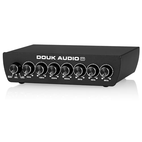 Douk Audio T7 7-Band Equalizer, Ausgewogener XLR/RCA Vorverstärker für Heimverstärker von Douk Audio