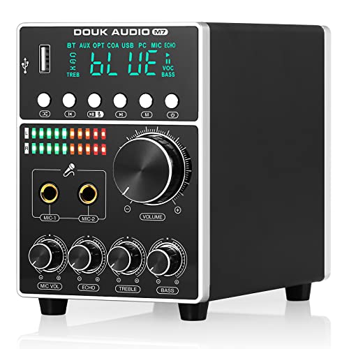 HiFi Dual MIC Digital Verstärker Bluetooth Empfänger USB Player S/PDIF Audio Power Amplifier Karaoke-Verstärker mit Mikrofon (AC-Eingang) von Douk Audio