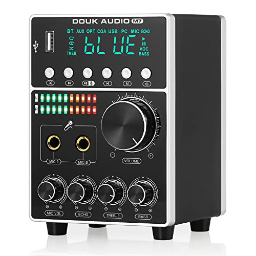 HiFi Dual MIC Digital Verstärker Bluetooth Empfänger USB Player S/PDIF Audio Power Amplifier Karaoke-Verstärker mit Mikrofon (DC-Eingang) von Douk Audio