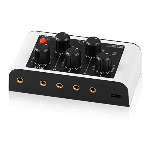 Tragbarer Mini Stereo 4-Kanal Linien Mischer, Kopfhörer Monitoring für Clubs/Bars, extrem rauscharmer Audio-Mixer, Live Studio-Aufnahme von Douk Audio