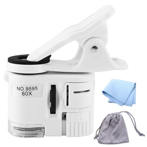 60X Mini-Mikroskop für Smartphone-Kamera,Handy-Clip-Mikroskop,Handy Mikroskop mit UV-LichtLED-Leuchten,Mikroskop Smartphone,Taschenmikroskop zur Währungserkennung,Schmuckbewertung 60X Mini-Mikroskop für Smartphone-Kamera,Handy-Clip-Mikroskop,Handy Mikroskop mit UV-LichtLED-Leuchten,Mikroskop Smartphone,Taschenmikroskop zur Währungserkennung,Schmuckbewertung von Doukesh