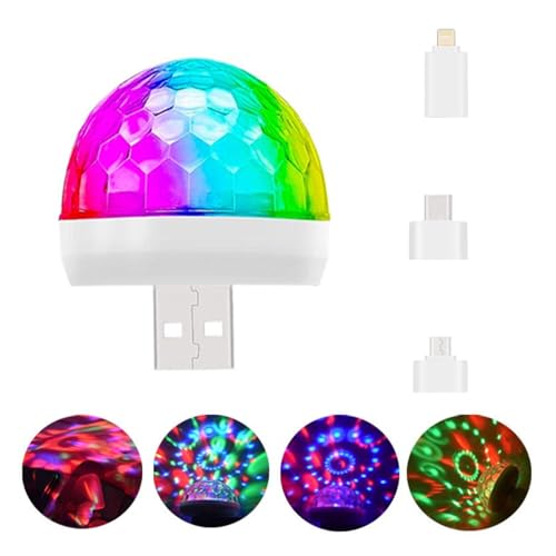 Mini Discokugel Licht USB Mini Disco Ball Licht mit 3 Adapter Mini Discolicht Partylicht Kinder Sound Aktivierte Disco Light Bühnenlicht USB Party Blitzlicht Kompatibel mit Telefonen und USB-Geräten Mini Discokugel Licht USB Mini Disco Ball Licht mit 3 Adapter Mini Discolicht Partylicht Kinder Sound Aktivierte Disco Light Bühnenlicht USB Party Blitzlicht Kompatibel mit Telefonen und USB-Geräten von Doukesh