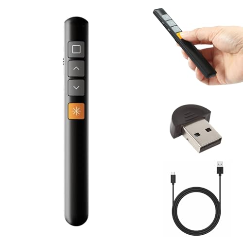 Wireless Presenter 2.4 GHz Powerpoint Fernbedienung, USB/Type-C 2-in-1 Presenter mit Laserpointer, Pointer für Präsentationen, Präsentationsfernbedienung für Klassenzimmer, Büro, Besprechungen Wireless Presenter 2.4 GHz Powerpoint Fernbedienung, USB/Type-C 2-in-1 Presenter mit Laserpointer, Pointer für Präsentationen, Präsentationsfernbedienung für Klassenzimmer, Büro, Besprechungen von Doukesh