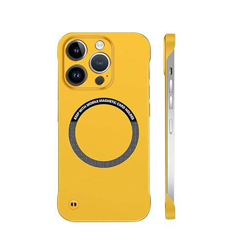 Doulings Rahmenlose Magnetserie für iPhone-Hülle, kompatibel mit MagSafe und kabellosem Laden, luxuriöse, ultradünne Passform, aber dennoch schützende, stoßfeste Abdeckung, Gelb, iPhone 16 Pro Max von Doulings