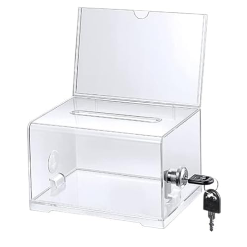 Doumneou 1 Packung Acryl Spendenbox Spendenbox mit Schloss Klar Wahlurne mit Schilderhalter, Vorschlagsbox für Spendenaktion von Doumneou