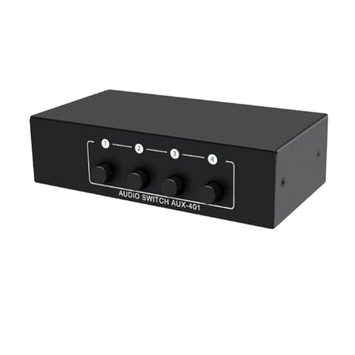 Doumneou RCA AUX Audio Switcher 4 in 1 Out Stereo Audio Selector 4X1 3.5mm Aux L/R RCA Audio Switch Box Analog Audio Selector, B Durable Easy Install von Doumneou