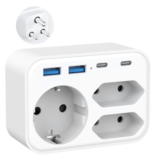Reiseadapter für Indien, Steckeradapter Deutschland nach Indien mit 2 USB-C Anschlüssen und 2 USB A, Reisestecker Typ D für Indien, Kuwait, Namibia, Nepal, Pakistan, Katar, Sri Lanka, Jemen–Weiß Reiseadapter für Indien, Steckeradapter Deutschland nach Indien mit 2 USB-C Anschlüssen und 2 USB A, Reisestecker Typ D für Indien, Kuwait, Namibia, Nepal, Pakistan, Katar, Sri Lanka, Jemen–Weiß von Doxuanai