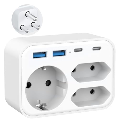Reiseadapter Südafrika mit USB, Steckeradapter EU nach Südafrika mit 2 USB-C und 2 A-anschlüssen, Reisestecker Typ M für Bhutan, Kuwait,Namibia, Nepal, Pakistan-Weiß Reiseadapter Südafrika mit USB, Steckeradapter EU nach Südafrika mit 2 USB-C und 2 A-anschlüssen, Reisestecker Typ M für Bhutan, Kuwait,Namibia, Nepal, Pakistan-Weiß von Doxuanai