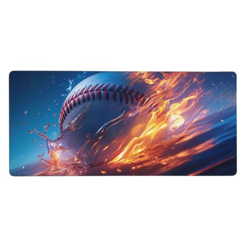 Baseball Mauspad XXL 800x300x3mm, Groß Gaming Mauspad Fantasie Design Vernähte Kanten, Wetterfest Anti Rutsch Mousepad Gaming Zubehör PC Laptop verbessert Präzision und Geschwindigkeit für Home Office von Dozsconz