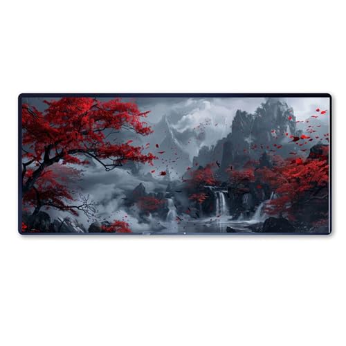 Gaming Mauspad Fallen Motiv, Landschaft Mousepad XXL 1200x600 x 3mm, Wetterfest Anti Rutsch Schreibtisch Mouse Pad verbessert Präzision und Geschwindigkeit, Gaming Zubehör für Zimmer Deko Aesthetic von Dozsconz