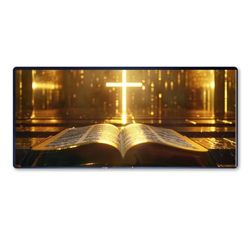 Gaming Mauspad Religion Mauspad XXL 900 x 400 x 3 mm XXL Mousepad kreuzen Mauspad Gaming Zubehör mit Anti Rutsch Basis Mouse Pad Wasserdicht und Langlebig für Maus und Tastatur, Home Decor, Geschenk von Dozsconz