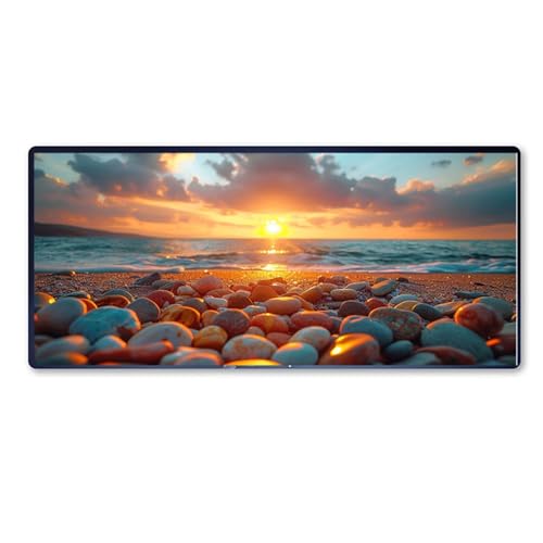 Gaming Mauspad Strand Motiv, Sonnenuntergang Mousepad XXL 1200x600 x 3mm, Wetterfest Anti Rutsch Schreibtisch Mouse Pad verbessert Präzision und Geschwindigkeit, Gaming Zubehör für Home Zimmer Deko von Dozsconz