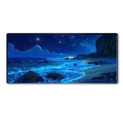 Gaming Mauspad Strand Motiv, Sternenhimmel Mousepad XXL 800x300 x 3mm, Wetterfest Anti Rutsch Schreibtisch Mouse Pad verbessert Präzision und Geschwindigkeit, Gaming Zubehör für Home Zimmer Deko von Dozsconz