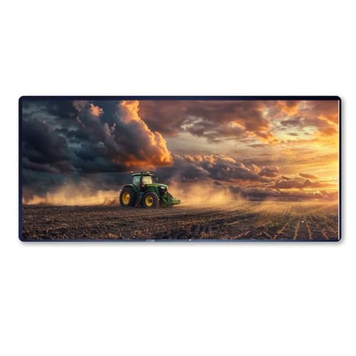 Gaming Mauspad Traktor Motiv, Bauernhof Mousepad XXL 1000x500 x 3mm, Wetterfest Anti Rutsch Schreibtisch Mouse Pad verbessert Präzision und Geschwindigkeit, Gaming Zubehör für Zimmer Deko Aesthetic von Dozsconz