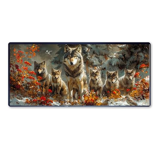 Gaming Mauspad Wolf Mauspad XXL 800 x 400 x 3 mm XXL Mousepad Vogel Mauspad Gaming Zubehör mit Anti Rutsch Basis Mouse Pad Wasserdicht und Langlebig für Maus und Tastatur, Home Decor, Kinder Geschenk von Dozsconz
