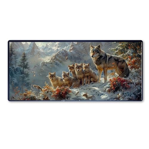 Gaming Mauspad Wolf Motiv, Vogel Mousepad XXL 800x300 x 3mm, Wetterfest Anti Rutsch Schreibtisch Mouse Pad verbessert Präzision und Geschwindigkeit, Gaming Zubehör für Home Zimmer Deko Aesthetic von Dozsconz