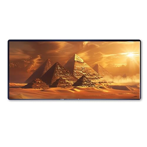 Pyramide Mauspad XXL 800 X 300 X 3mm, Groß Gaming Mauspad Ägypten Design Vernähte Kanten, Wetterfest Anti Rutsch Mousepad PC Laptop verbessert Präzision und Geschwindigkeit für Home Office, Geschenke von Dozsconz