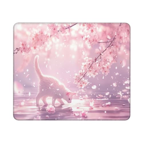 Schreibtischunterlage Katze Motiv, Kirschblüten Mousepad XXL 270x210x3mm, Wetterfest Anti-Rutsch Schreibtisch Mouse Pad verbessert Präzision und Geschwindigkeit, Gaming Zubehör für Home Zimmer Deko von Dozsconz