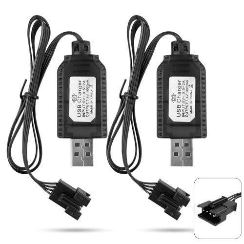 2Pcs USB RC Ladegerät Kabel 7.4V Mit SM-4P Connector Stecker Plug, RC Ladekabel 7,4V LiPo Akku Ladegerät USB Kabel Kompatibel mit RC Car, RC Autos, Quadcopter, Drohnen, Ferngesteuerte Spielzeuge von Dozylive