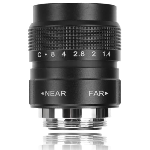 25 Mm F1,4 CCTV-Objektiv für C-Mount-Kamera, C-Mount-Filmobjektiv für Bars, Geschäfte, Parkplätze, Häuser, Lagerhallen, 19,6, 30 cm Außendurchmesser (Schwarz) von Dpofirs