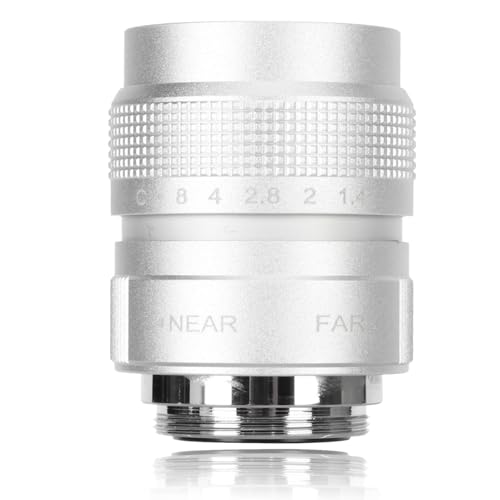25 Mm F1,4 CCTV-Objektiv für C-Mount-Kamera, C-Mount-Filmobjektiv für Bars, Geschäfte, Parkplätze, Häuser, Lagerhallen, 19,6, 30 cm Außendurchmesser (Silber) von Dpofirs