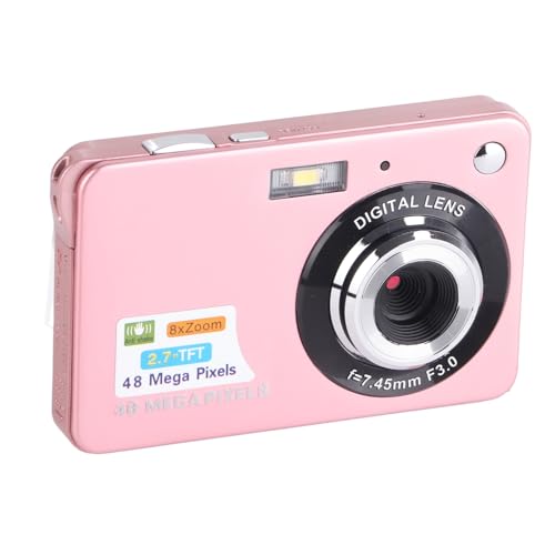 4K-Digitalkamera, 48 MP 2,7-Zoll-LCD-Display-Videokamera, 8-Fach Zoom Anti-Shake-Vlogging-Kamera für Fotografie-Serienaufnahmen (PINK) von Dpofirs