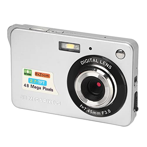4K-Digitalkamera, 48 MP 2,7-Zoll-LCD-Display-Videokamera, 8-Fach Zoom Anti-Shake-Vlogging-Kamera für Fotografie-Serienaufnahmen (Silver) von Dpofirs