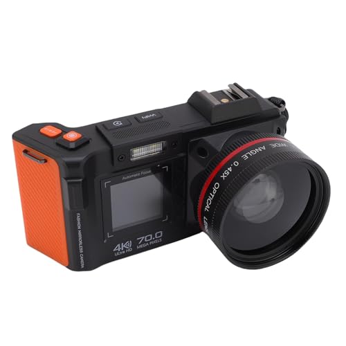 4K Digitalkamera, 50x Zoom 70MP Video Camcorder Auto Focus mit Doppelbildschirm und Blitz für die Fotografie, Tragbare Weitwinkel Selfie Kameras für die Reise (Black) von Dpofirs