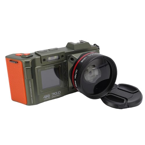 4K Digitalkamera, 50x Zoom 70MP Video Camcorder Auto Focus mit Doppelbildschirm und Blitz für die Fotografie, Tragbare Weitwinkel Selfie Kameras für die Reise (Green) von Dpofirs