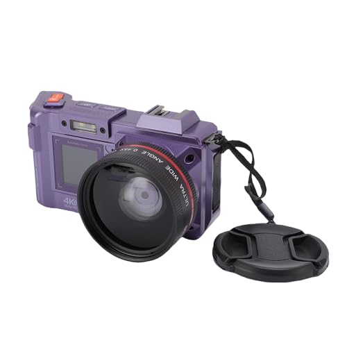 4K Digitalkamera, 50x Zoom 70MP Video Camcorder Auto Focus mit Doppelbildschirm und Blitz für die Fotografie, Tragbare Weitwinkel Selfie Kameras für die Reise (violett) von Dpofirs