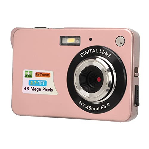 4K Digitalkamera für die Fotografie, 48 MP Vlogging Kamera Kompakte Taschenkamera mit 2,7 Zoll LCD Display, 8X Anti Shake Vlogging Kamera für Erwachsene, Senioren, Studenten, (Rosa) von Dpofirs