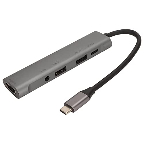 5 in 1 USB C Hub, USB C zu HDMI Adapter, 4K 30Hz 4K 60Hz HDMI, 5Gbps USB 3.0, 60W 20V 3A PD Schnell Ladegerät Multi Port Adapter für MacBook Pro Switch von Dpofirs