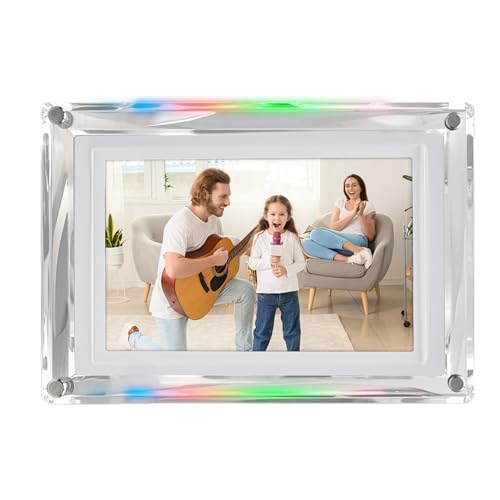 7 Zoll Acryl Digital Fotorahmen, Videorahmen, Buntes LED Licht, 4 GB Eingebauter Speicher, Wiederaufladbar über USB, Automatische Drehung, Digitaler Bilderrahmen, für Home Office 7 Zoll Acryl Digital Fotorahmen, Videorahmen, Buntes LED Licht, 4 GB Eingebauter Speicher, Wiederaufladbar über USB, Automatische Drehung, Digitaler Bilderrahmen, für Home Office von Dpofirs