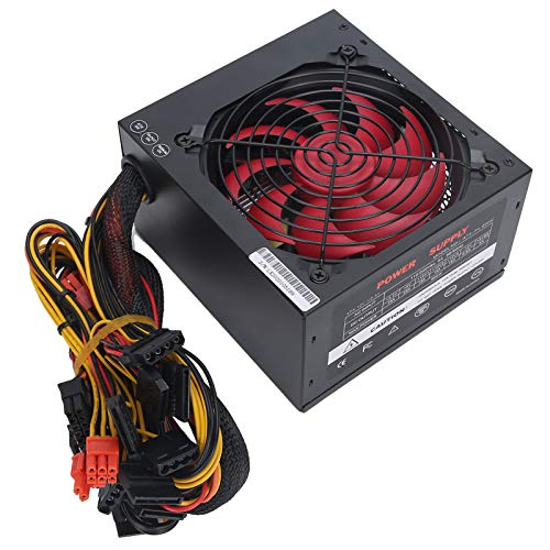 ATX 600W PC für Netz-Teil, roter Lüfter ATX 24 PIN 14 cm, Unterstützung einstellbar 115 / 230V manuelle Schaltspannung, 20 + 4 polige Motherboard Schnittstelle(Schwarz Rot) von Dpofirs
