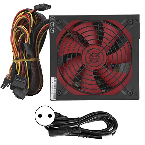 ATX-700W PC-Netzteil, Silent Red Fan ATX 24-PIN 14 cm, Unterstützung 110-230 V Eingangsspannung, 20 + 4-polige Motherboard-Schnittstelle, 4-polige + 4-polige CPU 12V-Schnittstelle (EU-Stecker) von Dpofirs