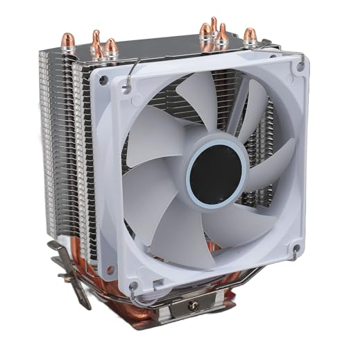 CPU Luftkühler, 12 V DC, Geräuscharmer CPU Lüfter mit 3 poliger Schnittstelle, 4 Heatpipes, 3,5 Zoll Desktop CPU Kühlerlüfter mit Buntem Licht für 775 1150 1151 1155 1156 von Dpofirs