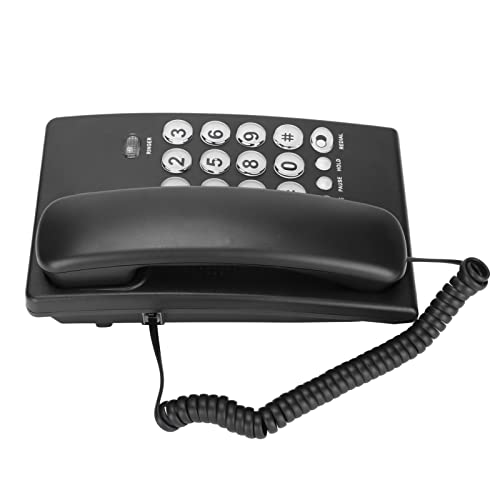 Desktop Festnetz für Senioren, Große Tasten und Schnurgebundenes Telefon für Heimhotel und Büro (einfaches Design) (Schwarz) von Dpofirs