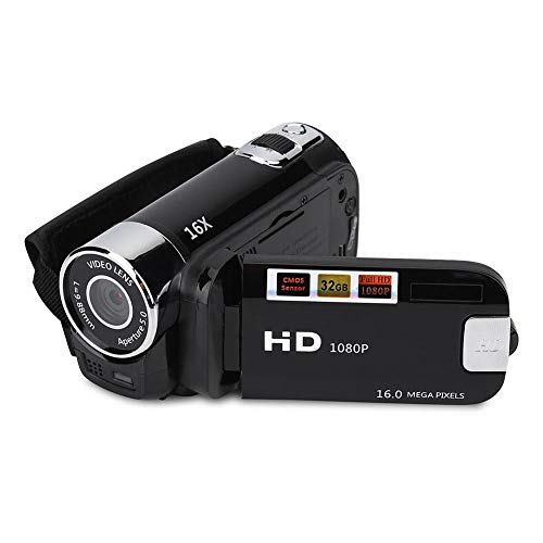 Digitaler Camcorder, Full HD 270° Drehung 1080P 16X High Definition Video DV Kamera Professionelle Videokamera für Picknick Camping im Freien(Schwarz) von Dpofirs