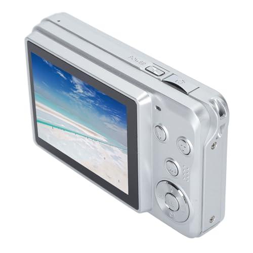 Digitalkamera, 56 MP, 4K, 20 facher Zoom, Tragbar, Fülllicht, 2,7 Zoll Bildschirm, Wiederaufladbar über USB mit Englischem Handbuch, Leicht für Reisen, Hochzeiten (Silver) von Dpofirs