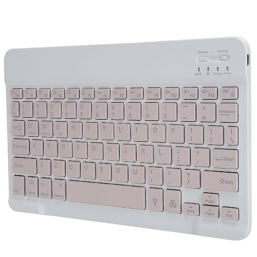 Dpofirs 10 Zoll Tragbare Drahtlose Bluetooth-Tastatur mit Hintergrundbeleuchtung, Bluetooth-Tastatur für Computer-Tablet-Laptop, Ultradünne Tastatur mit Langer Akkulaufzeit (Rosa) von Dpofirs