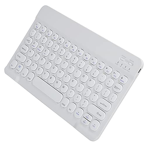Dpofirs 10 Zoll Ultradünne Drahtlose -Tastatur mit Mehreren Farben, Tastatur für Tablet-Smartphone-Computer-Laptop, Wiederaufladbare -Tastatur (Weiss) von Dpofirs