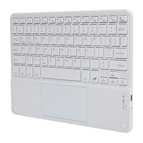 Dpofirs 10 Zoll Ultradünne Drahtlose -Tastatur mit Touchpad, Tastatur für Tablet-Smartphone-Computer-Laptop, Wiederaufladbare -Tastatur (Weiss) von Dpofirs