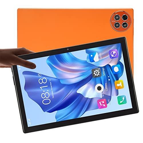 Dpofirs 10-Zoll-WiFi-Smart-Tablet, für Android 12-Tablet, 12 GB, 256 GB, 8 MP-20 MP-Kameras, Lautsprecher, Octa-Core-Prozessor, 1920 X 1200 IPS HD-Bildschirm, 10000 MAh Akku (Orange) von Dpofirs