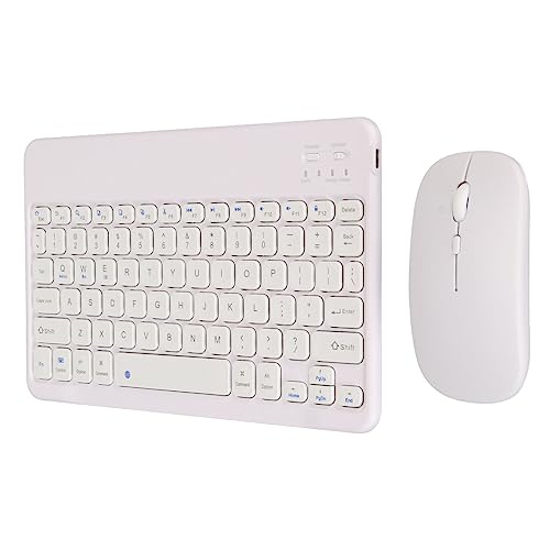 Dpofirs 10-Zoll-Wireless-Tastatur-Kombination, Bluetooth-Tastatur mit 2,4-G-Wireless-USB-Empfänger, Wasserdichtes, Staubdichtes Tastatur- und Mausset für PC-Laptops (Weiss) von Dpofirs