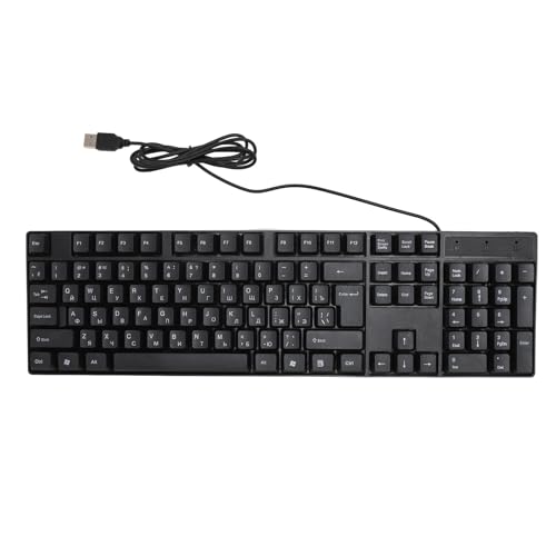 Dpofirs 104 Tasten, Kompakte USB-Tastatur mit Kabel, Großdruck-Tastatur, Computer-Tastatur mit Kabel, Computer-Tastatur mit Ziffernblock, Plug-and-Play (Russisch) von Dpofirs