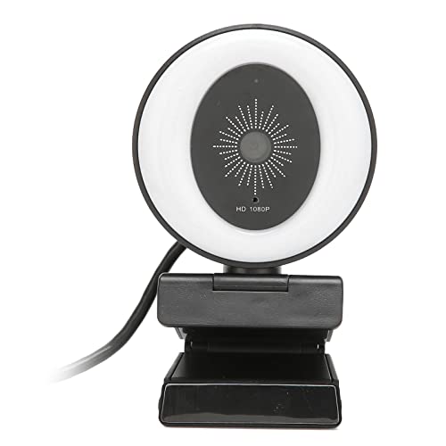 Dpofirs 1080P 30fps Webcam mit Ringlicht, USB-PC-Computerkamera mit Rauschunterdrückung, Einstellbarem Ringlicht, für Videokonferenzen/Anrufe/Live-Streaming/Online von Dpofirs