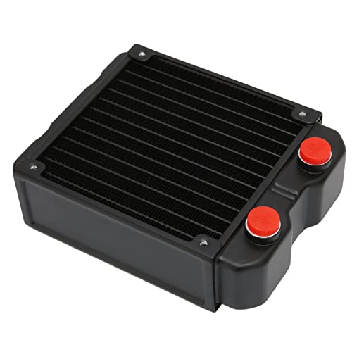 Dpofirs 24 Rohre Wärmetauscher Kühler für PC CPU Wasserkühlsystem Computer, Doppelschicht Aluminiumlegierung Flachrohr Kühlkörper G1/4 für 12cm Lüfter von Dpofirs