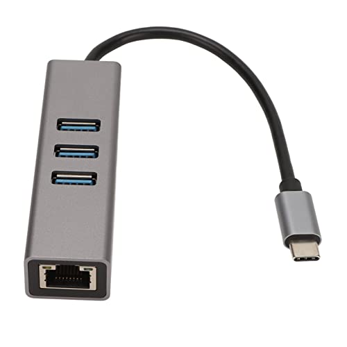 Dpofirs 3 Ports USB C Hub, USB C Hub USB C auf RJ45 Adapter 5 Gbps Plug and Play USB Dockingstation für Windows für OS X für Silbergrau von Dpofirs