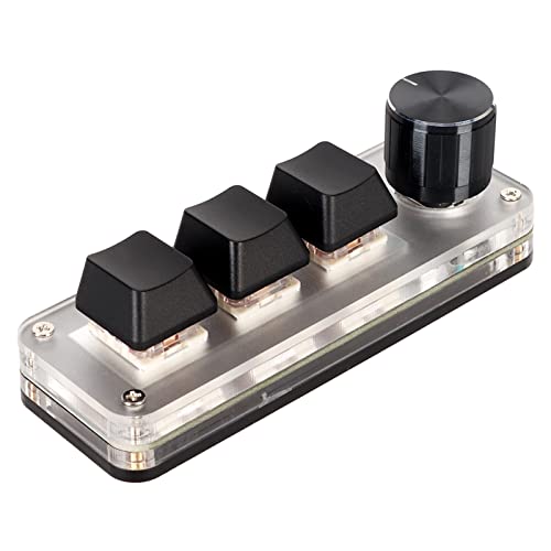 Dpofirs 3-Tasten-Schalter, Individuelle Knöpfe, Roter Schalter, Makro-Tastatur, Plug-and-Play, Ergonomische USB-Tastatur für Desktop-PC (3 Tasten 1 Knopf) von Dpofirs